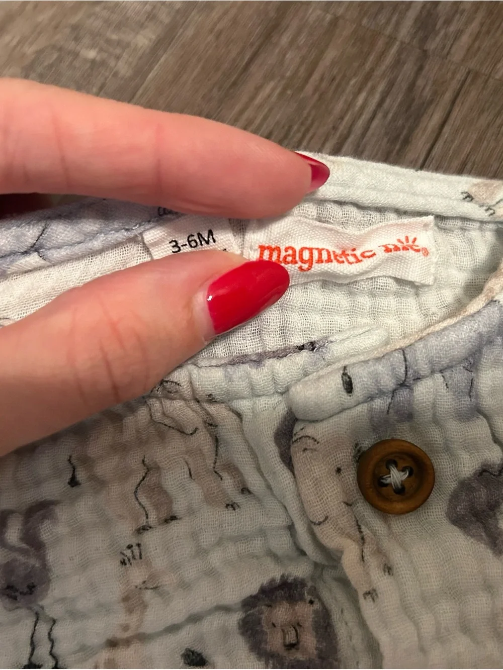 Magnetic Me Cream Animal Print Baby One-Piece Romper